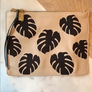 Lizzie Fortunato beige palm zip pouch